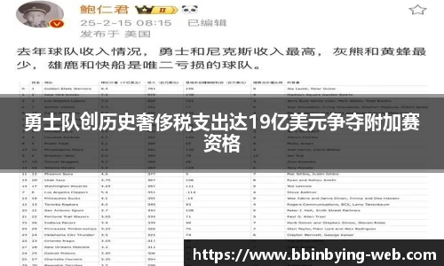 勇士队创历史奢侈税支出达19亿美元争夺附加赛资格
